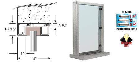 CRL Satin Anodized Aluminum Narrow Inset Frame Interior Glazed Exchange Window with 12" Shelf and Deal Tray