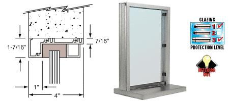 CRL Satin Anodized Aluminum Narrow Inset Frame Interior Glazed Exchange Window with 18" Shelf and Deal Tray