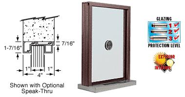 CRL Duranodic Bronze Aluminum Narrow Inset Frame Exterior Glazed Exchange Window with 12" Shelf and Deal Tray