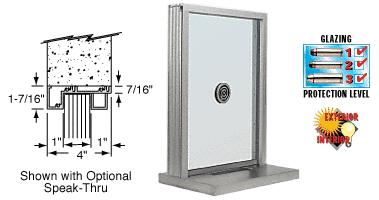 CRL Satin Anodized Narrow Inset Frame Exterior Glazed Exchange Window with 18" Shelf and Deal Tray