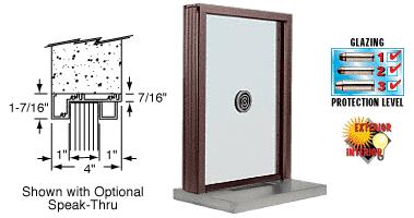 CRL Duranodic Bronze Finish Narrow Inset Frame Exterior Glazed Exchange Window with 18" Shelf and Deal Tray