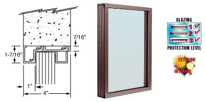 CRL Duranodic Bronze Aluminum Narrow Inset Frame Exterior Glazed Vision Window