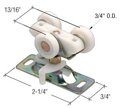 CRL Wardrobe Door Roller Assembly, 3/4" Diameter, Nylon - Package