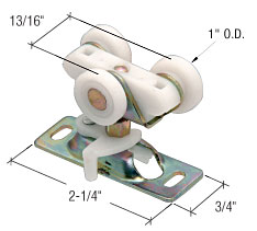 Wardrobe Door Roller Assembly, 1" Diameter, Nylon - Package