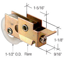 1-1/2" Nylon Ball-Bearing Wardrobe Door Roller Assembly
