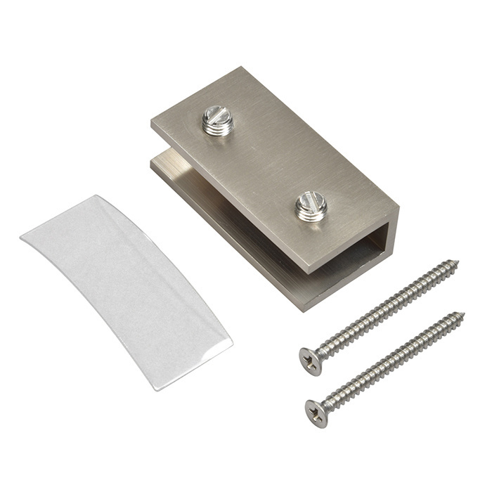 CRL Brushed Nickel No-Drill Fixed Panel Glass Clamp for 5/16" to 3/8" Glass