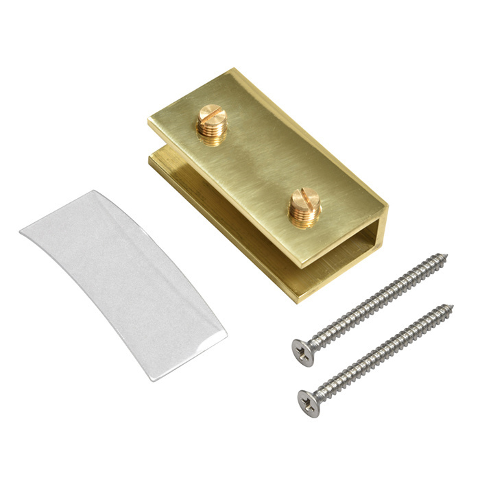 CRL Polished Brass No-Drill Fixed Panel Glass Clamp for 5/16" to 3/8" Glass