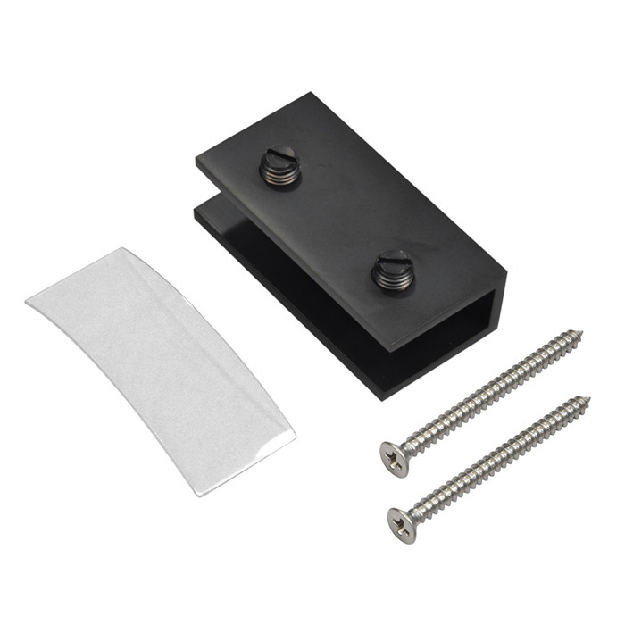 CRL Matte Black No-Drill Fixed Panel Glass Clamp for 5/16" to 3/8" Glass