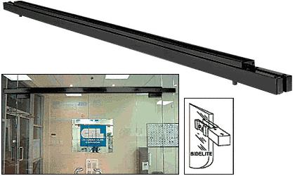 CRL Custom Double Black Anodized Narrow Floating Header with Surface Mounted Top Pivot