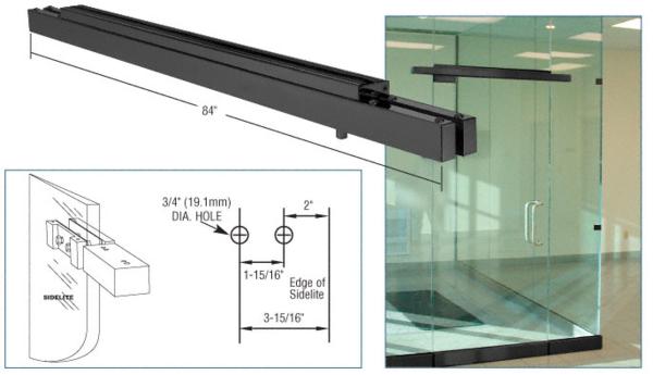 CRL 84" Long Black Anodized Double Narrow Floating Header with Surface Mounted Top Pivots for 72" Wide Opening