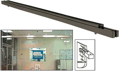 CRL Custom Double Dark Bronze Anodized Narrow Floating Header with Surface Mounted Top Pivot