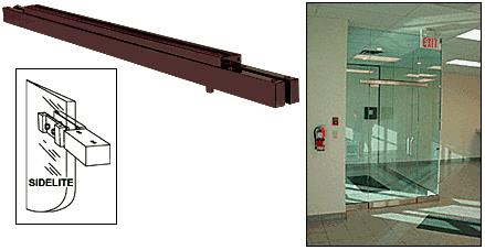 CRL Custom Single Dark Bronze Anodized Narrow Floating Header with Surface Mounted Top Pivot