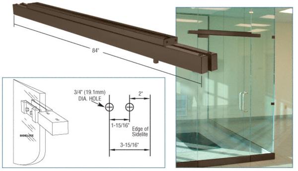 CRL 84" Long Dark Bronze Anodized Double Narrow Floating Header with Surface Mounted Top Pivots for 72" Wide Opening