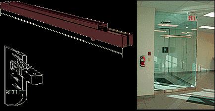 CRL 48" Long Dark Bronze Anodized Narrow Floating Header with Surface Mounted Top Pivots for 36" Wide Opening