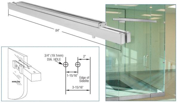 CRL 84" Long Satin Anodized Double Narrow Floating Header with Surface Mounted Top Pivots for 72" Wide Opening