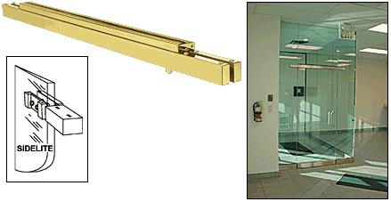 CRL Satin Brass Single Narrow Floating Header With Surface Mounted Top Pivots - Custom Length