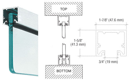 CRL Brite Brushed Anodized Wide U-Channel With Top Load Roll-In Glazing Gasket for 3/8" and 1/2" Glass - Custom Length