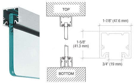 CRL Brushed Stainless Wide U-Channel With Top Load Roll-In Glazing Gasket for 3/8" and 1/2" Glass - Custom Length