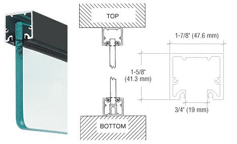 CRL Black Wide U-Channel With Top Load Roll-In Glazing Gasket for 3/8" and 1/2" Glass - 240" Long