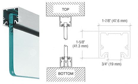 CRL Brushed Stainless Wide U-Channel With Top Load Roll-In Glazing Gasket for 3/8" and 1/2" Glass - 240" Long