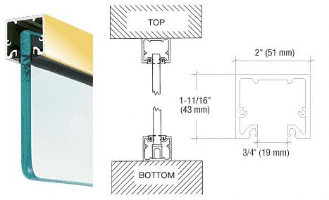 CRL Polished Brass Custom Length Wide "U" Channel and Narrow Header for 3/8" and 1/2" Glass
