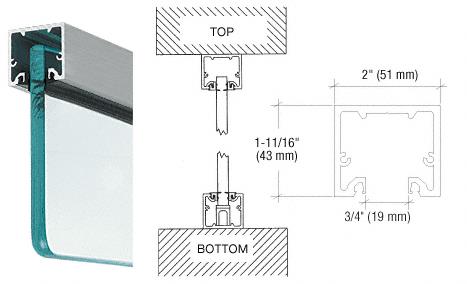 CRL Brushed Stainless Wide U-Channel With Top Load Roll-In Glazing Gasket for 3/8" and 1/2" Glass - 10 Ft Long