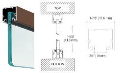 CRL Dark Anodized Wide U-Channel With Top Load Roll-In Glazing Gasket for 3/8" and 1/2" Glass - 240" Long