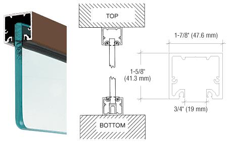 CRL Dark Bronze Wide U-Channel With Top Load Roll-In Glazing Gasket for 3/8" and 1/2" Glass - 10 Ft Long