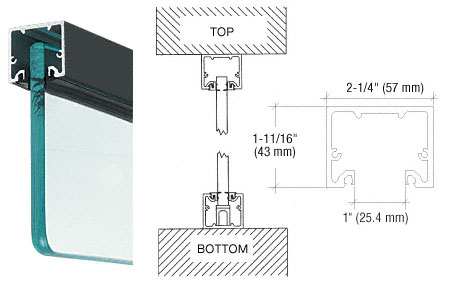 CRL Black Wide U-Channel With Top Load Roll-In Glazing Gasket for 3/4" Glass - Custom Length
