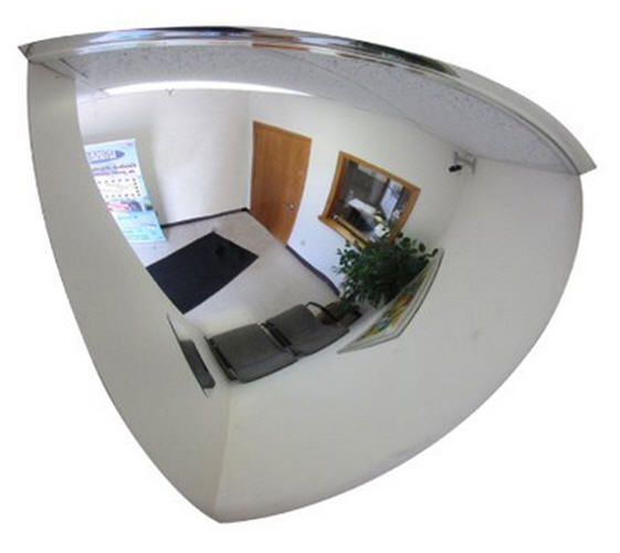18" 90 Degree Acrylic Quarter Dome Mirror with Hardboard Back