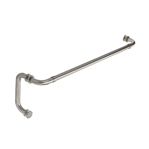 Opus I 24" Cuttable Towel Bar and 6" Pull Shower Door Combination with Rosettes - Brushed Nickel