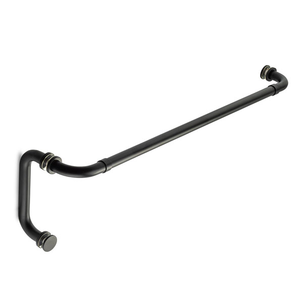Opus I 24" Cuttable Towel Bar and 6" Pull Shower Door Combination with Rosettes - Matte Black