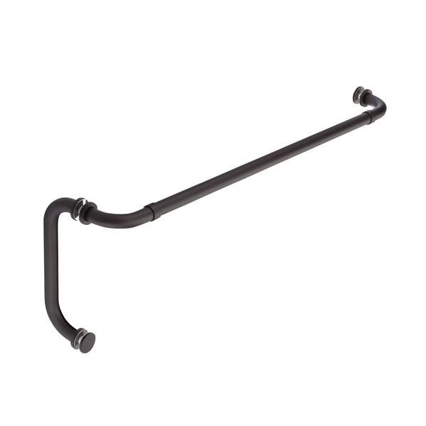 Opus I 24" Cuttable Towel Bar and 6" Pull Shower Door Combination with Rosettes - Oil Rubbed Bronze (Medium)