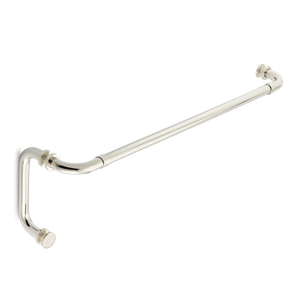 Opus I 24" Cuttable Towel Bar and 8" Pull Shower Door Combination with Rosettes - Polished Nickel