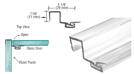 CRL "U" Seal Polycarbonate Strike With Leg and Insert at 90 Degrees for 3/8" Glass - 95 in long