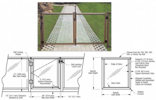CRL Custom 200 Series Aluminum Railing Gate for Glass
