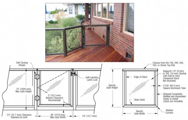 CRL Custom 300 Series Aluminum Railing Gate for Glass
