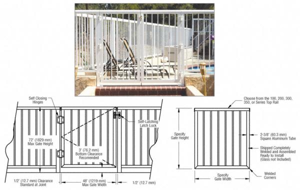 CRL Custom 300 Series Aluminum Railing Gate With Picket