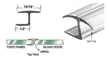 CRL Polycarbonate "h" Jamb with Hard Leg for 180 Degree for 10 mm Glass - 95 in long
