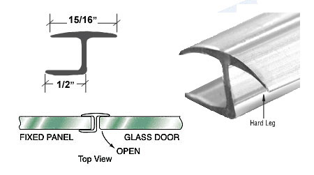 CRL Polycarbonate "h" Jamb with Hard Leg for 180 Degree for 5/16" Glass - 95 in long