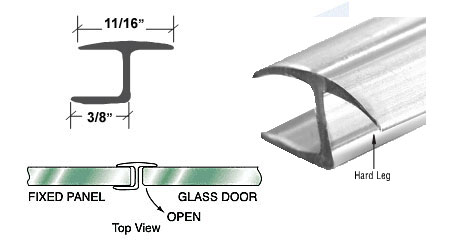 CRL Polycarbonate "h" Jamb with Hard Leg for 180 Degree for 1/4" Glass - 95 in long