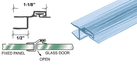 CRL Polycarbonate Strike and Door "h" Jamb with Vinyl Insert 180 Degree for 1/2" Glass - 95 in long