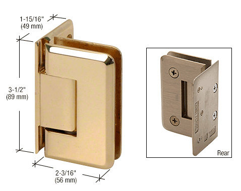 CRL Pinnacle 044 Series Polished Brass Wall Mount Offset Back Plate Hinge