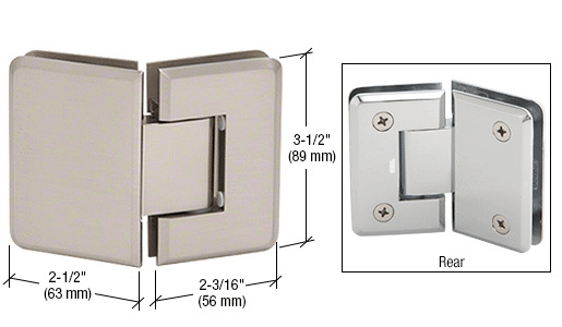 CRL Pinnacle 045 Series Brushed Nickel 135&#186; Glass-To-Glass Standard Hinge