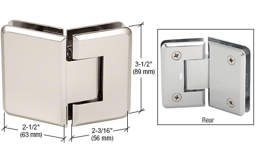 CRL Pinnacle 045 Series Polished Nickel 135&#186; Glass-To-Glass Standard Hinge