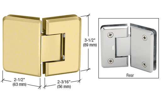 CRL Pinnacle 045 Series Satin Brass 135&#186; Glass-To-Glass Standard Hinge