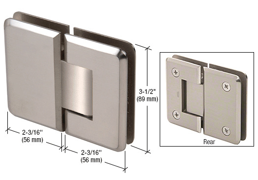 CRL Pinnacle 180 Series Brushed Nickel 180&#186; Glass-To-Glass Standard Hinge