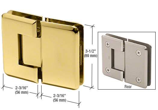 CRL Pinnacle 180 Series Polished Brass 180&#186; Glass-To-Glass Standard Hinge