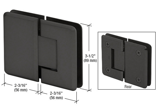 CRL Pinnacle 180 Series Matte Black 180&#186; Glass-To-Glass Standard Hinge