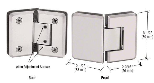 CRL Pinnacle 345 Series Satin Nickel Adjustable 135&#176; Glass-to-Glass Hinge